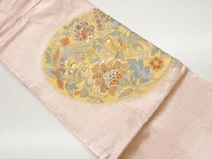 草花に鳳凰模様織出し名古屋帯